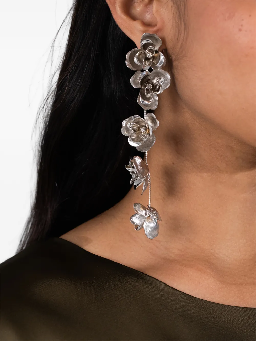  Jennifer Behr Larena Floral Drop Earrings - Silver 