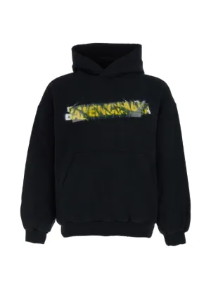 BALENCIAGA CREW ロゴ パーカー ブラック 中古・古着通販】BALENCIAGA (バレンシアガ) CREWロゴプリント プル