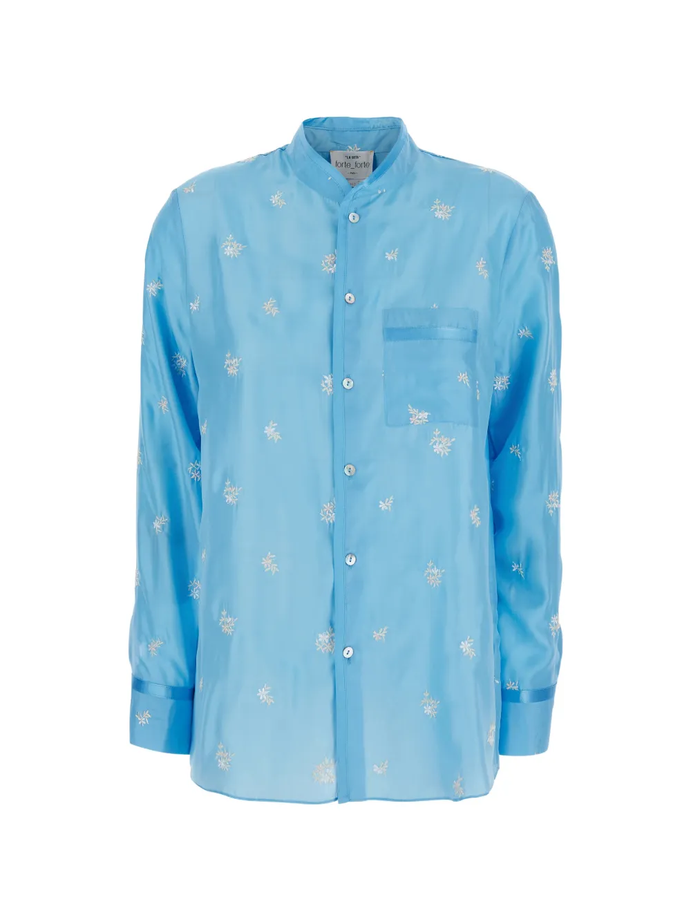 Forte Forte floral-embroidered silk shirt - Blu