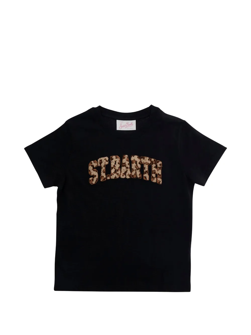 MC2 Saint Barth Kids Elly leopard-print patch T-shirt - Nero