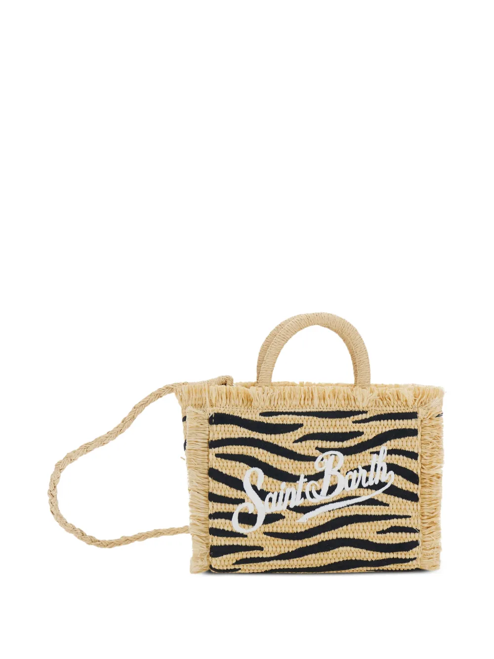 MC2 Saint Barth Kids zebra-print frayed tote bag - Nude
