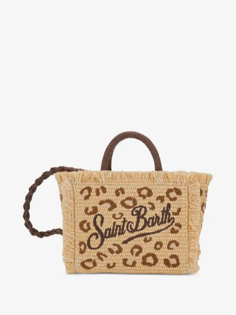 MC2 Saint Barth mini Vanity leopard-print frayed tote bag