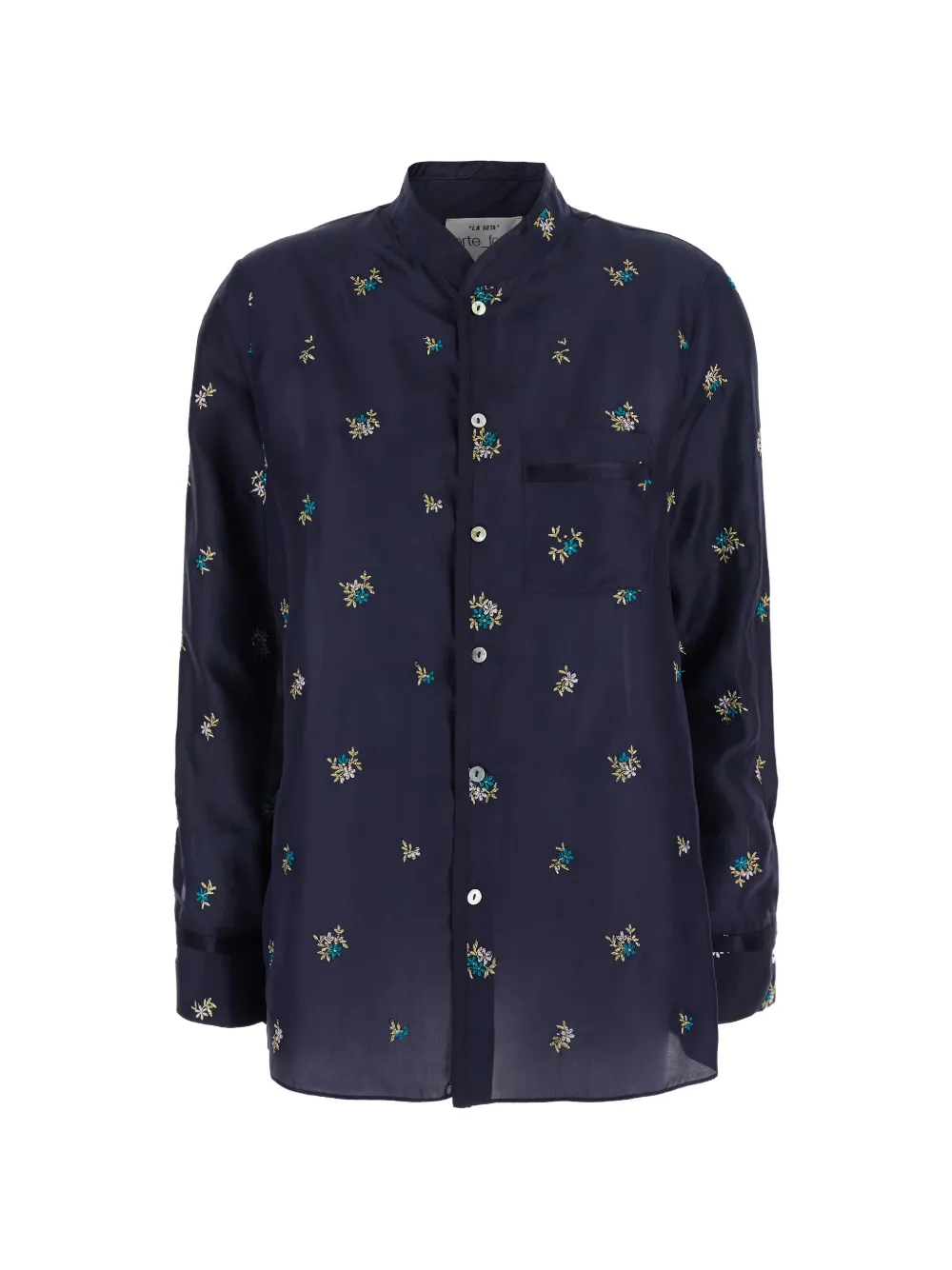 Forte Forte floral-embroidered silk shirt - Blu