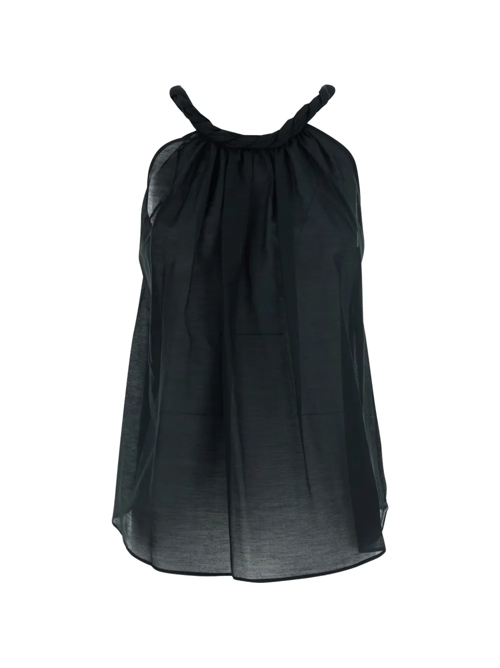 Semicouture braided-neck gathered top - Nero