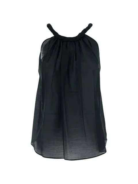 Semicouture braided-neck gathered top