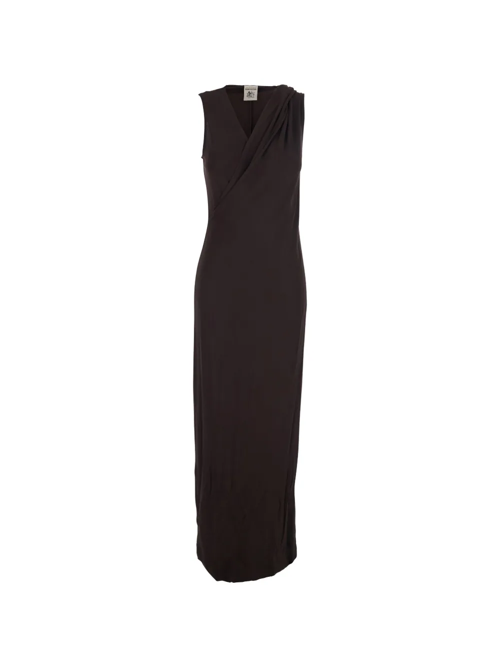 Semicouture draped V-neck dress - Marrone