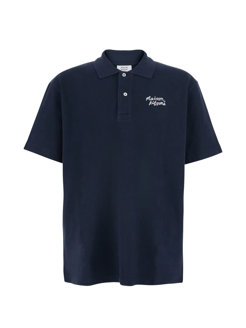 Maison Kitsuné logo-embroidered cotton polo shirt - Blu