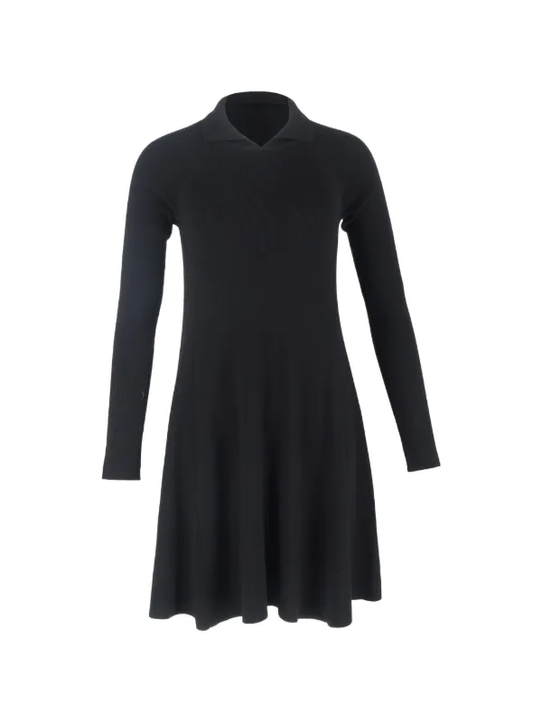 KHAITE Pre-Owned Knitted Collared Mini Dress | Black