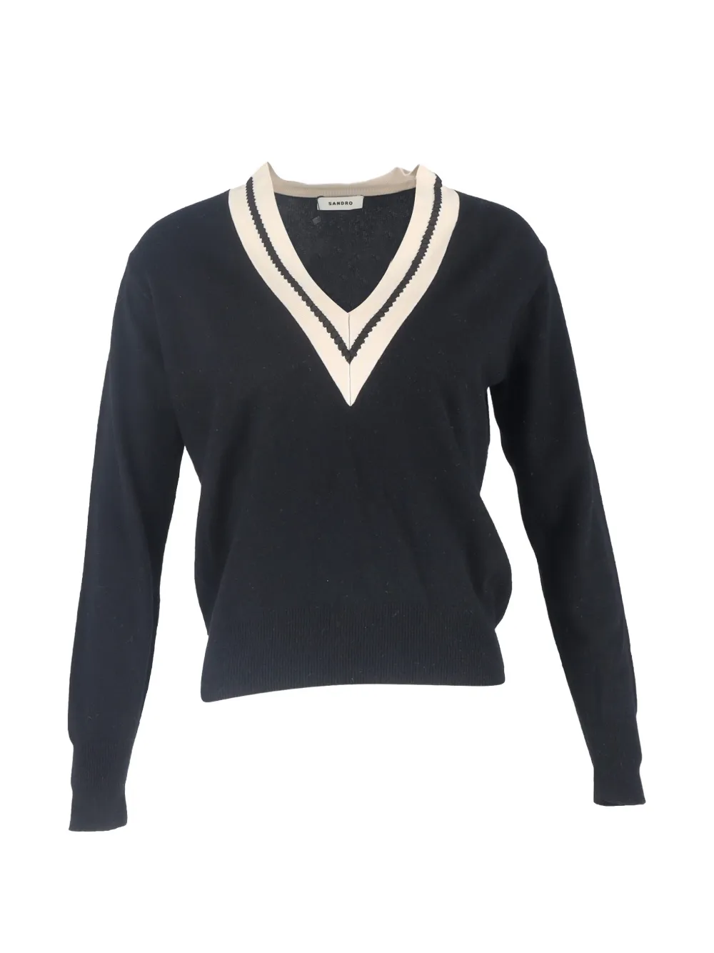 SANDRO contrasting V-neck sweater - Nero