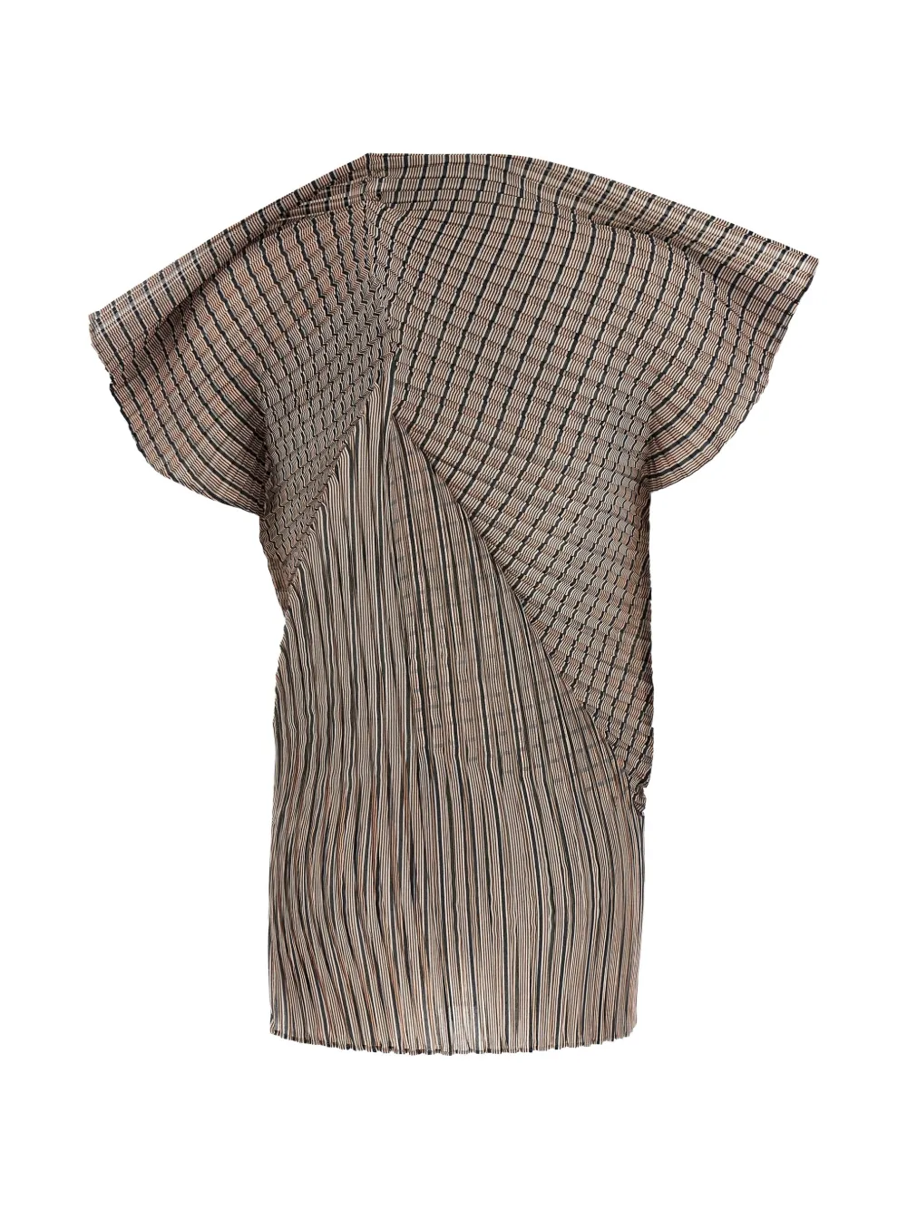 Issey Miyake Gestreepte geplooide top Beige