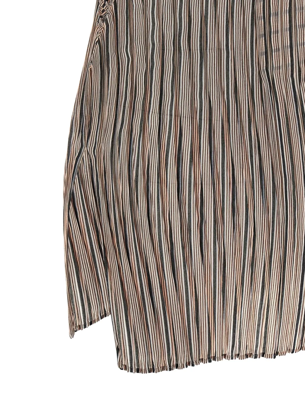 Issey Miyake Gestreepte geplooide top Beige