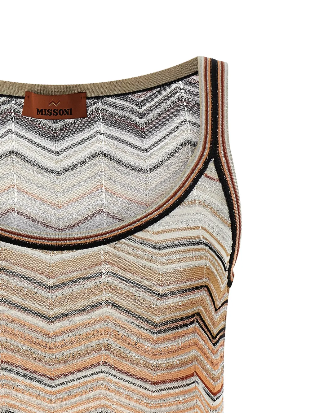  Missoni Chevron Sequin Tank Top - Neutrals 
