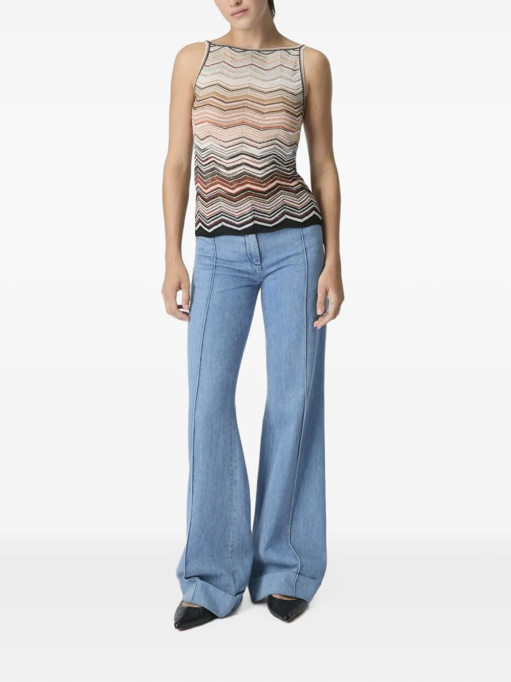 Missoni Tanktop met chevron streep en pailletten Beige