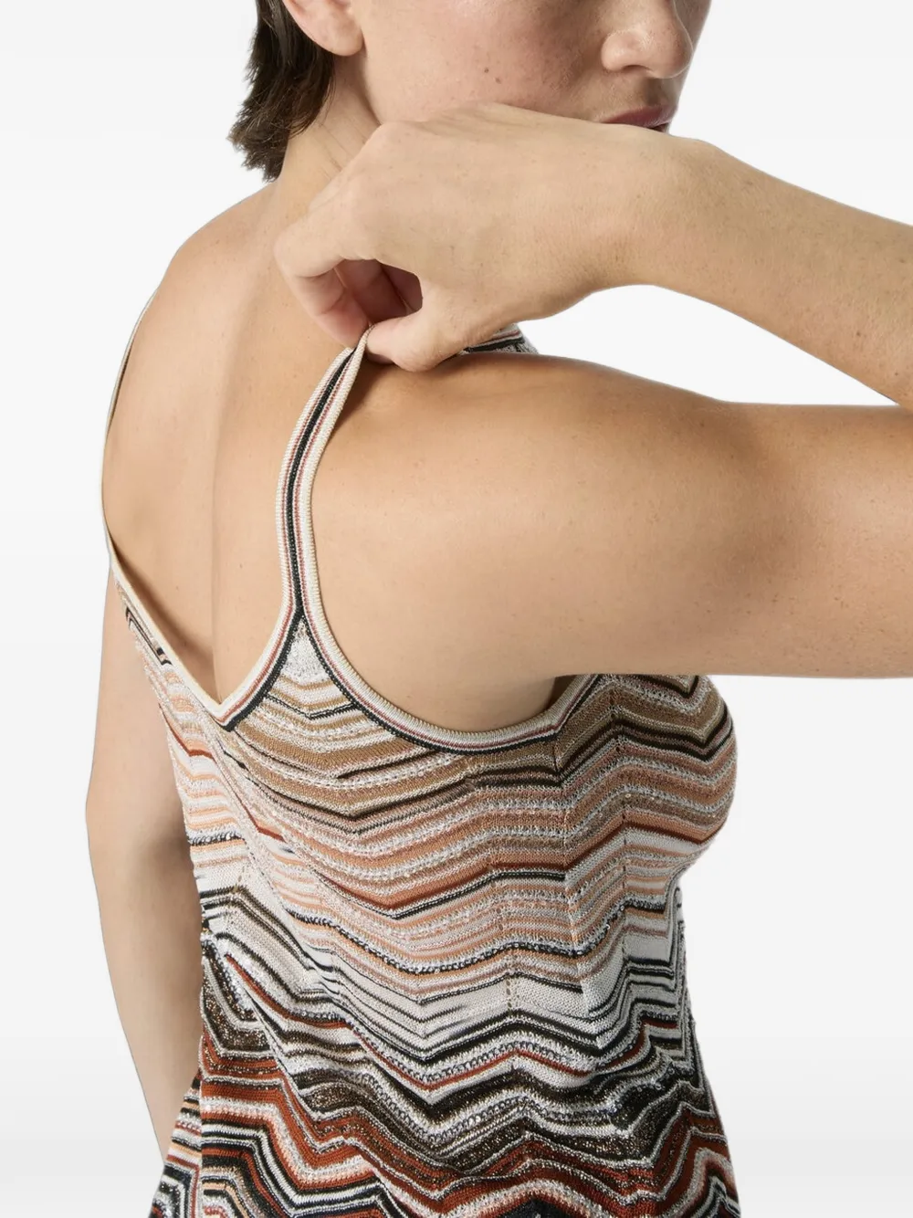 Missoni Tanktop met chevron streep en pailletten Beige