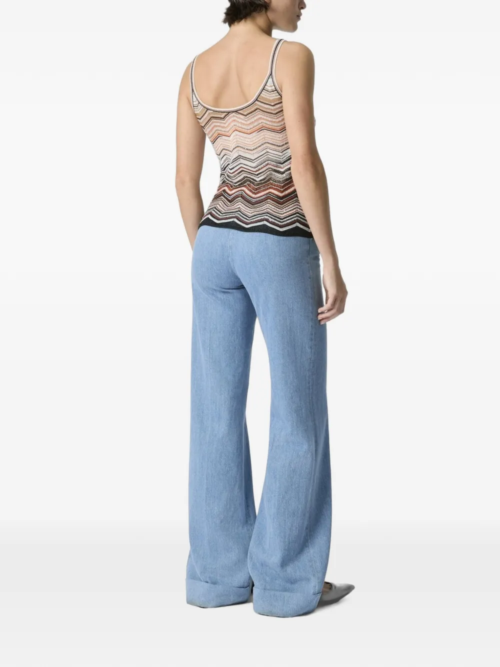 Missoni Tanktop met chevron streep en pailletten Beige