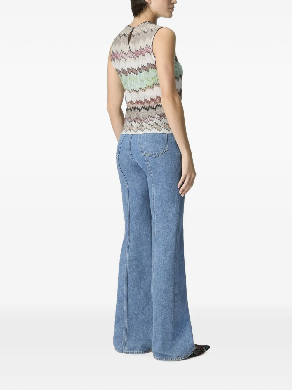 Missoni Top met ronde hals en zigzagpatroon Beige
