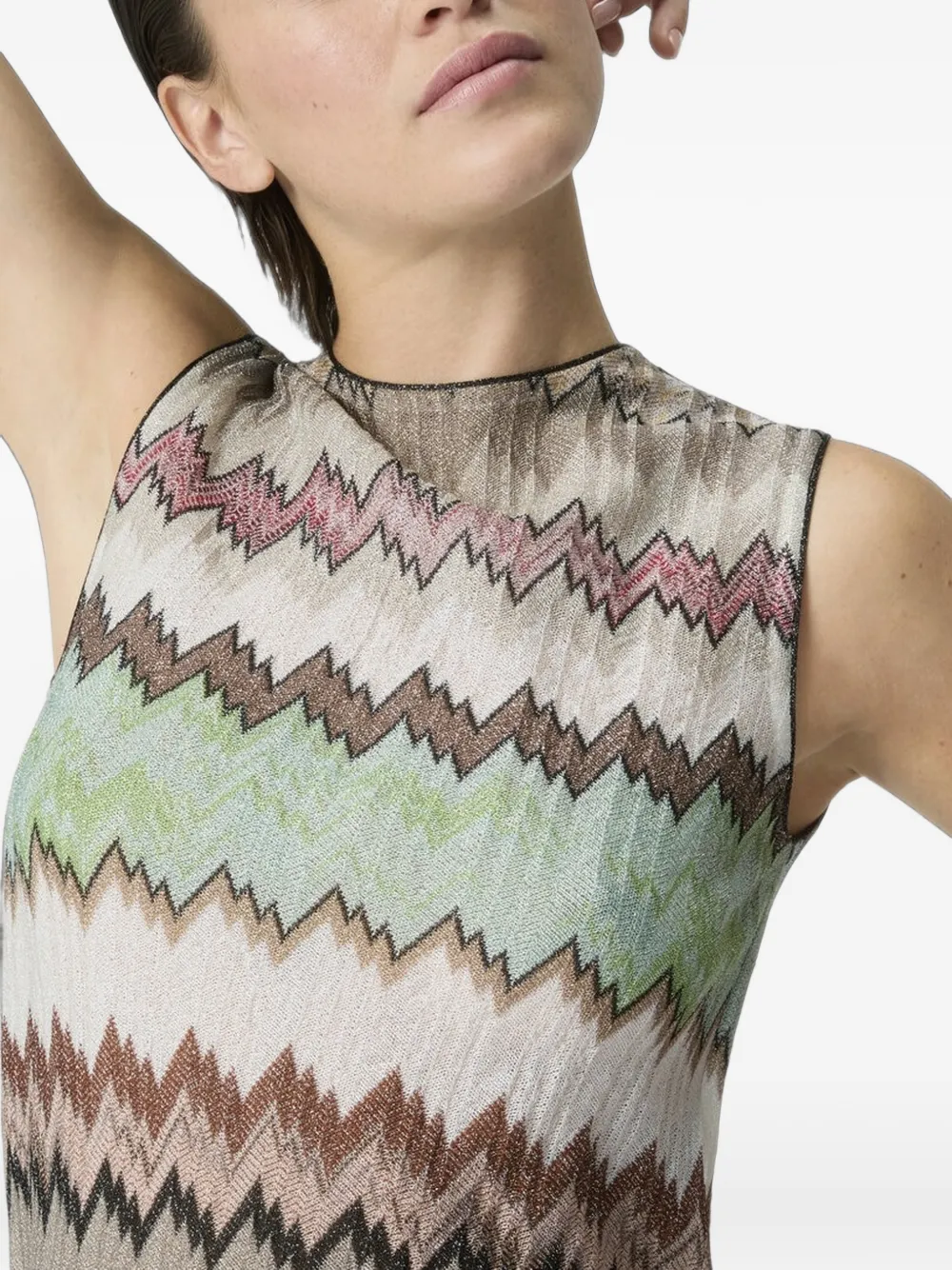 Missoni Top met ronde hals en zigzagpatroon Beige