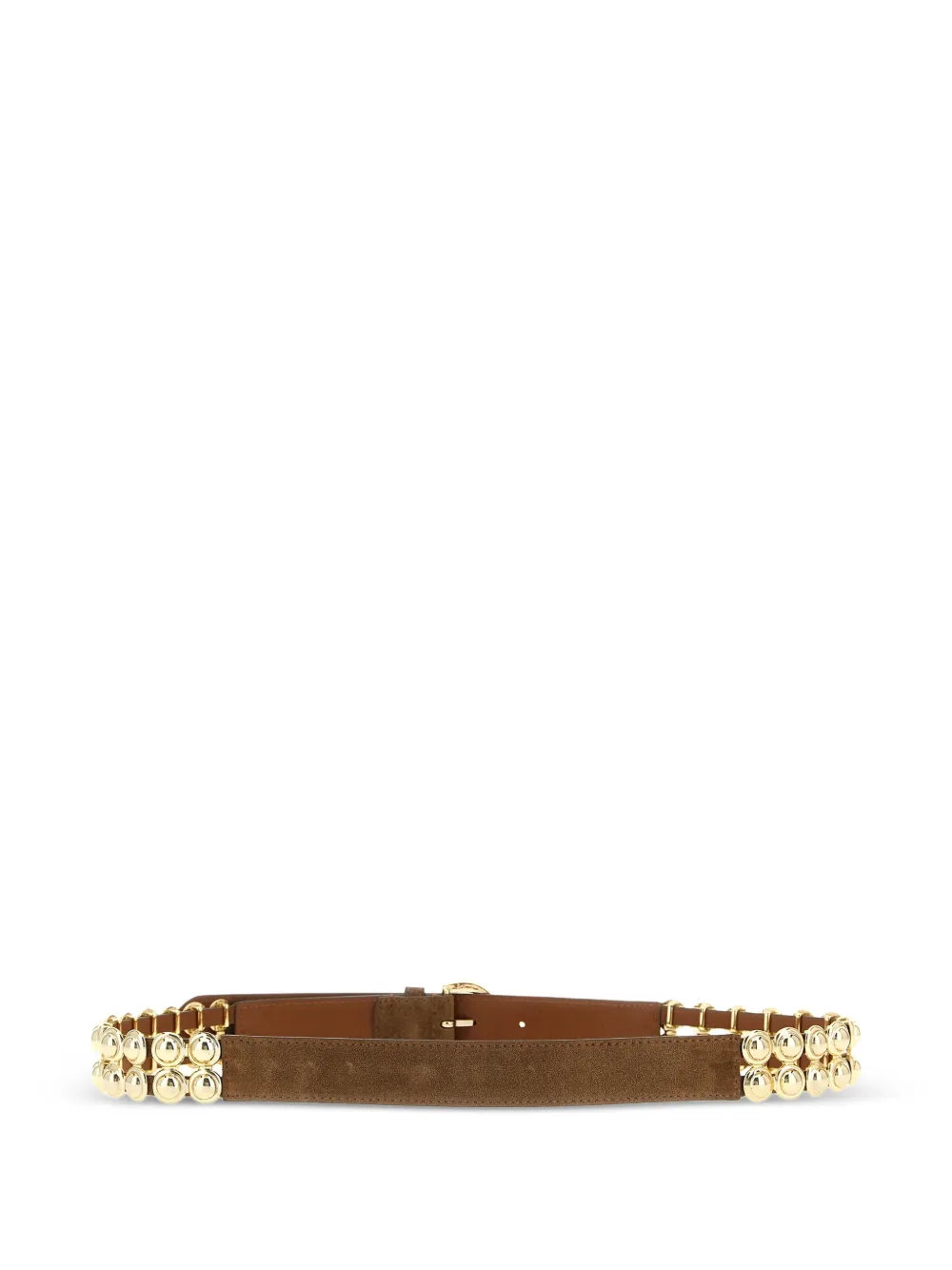  Pinko Studded Buckle Leather Belt - Brown 