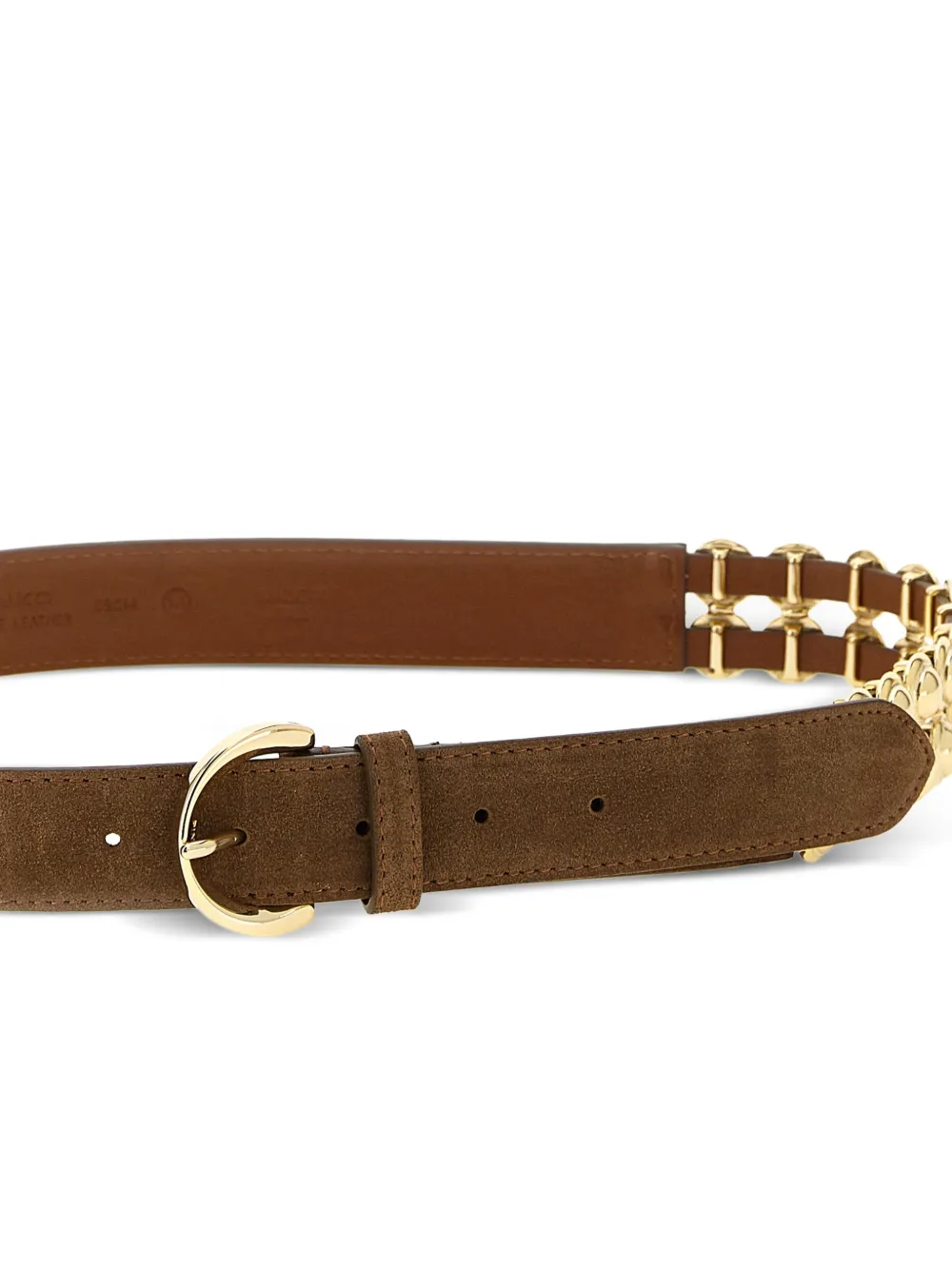  Pinko Studded Buckle Leather Belt - Brown 