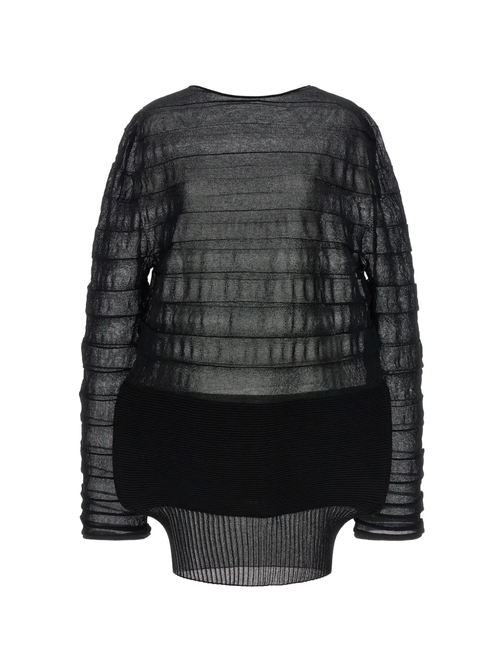 Issey Miyake asymmetrical-hem long-sleeve blouse - Nero