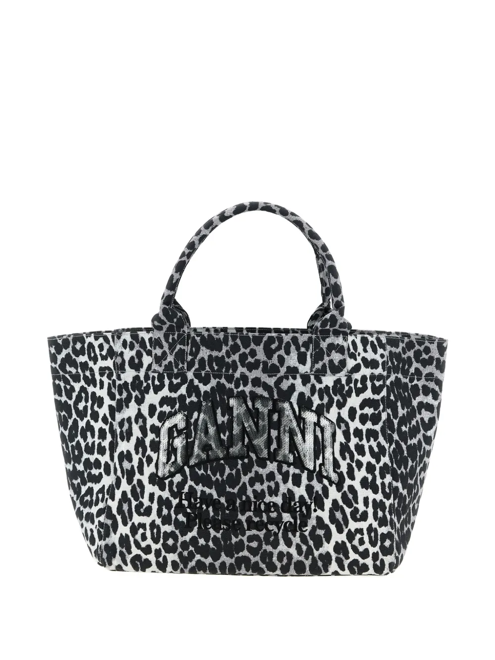 GANNI leopard sequin medium tote - Bianco