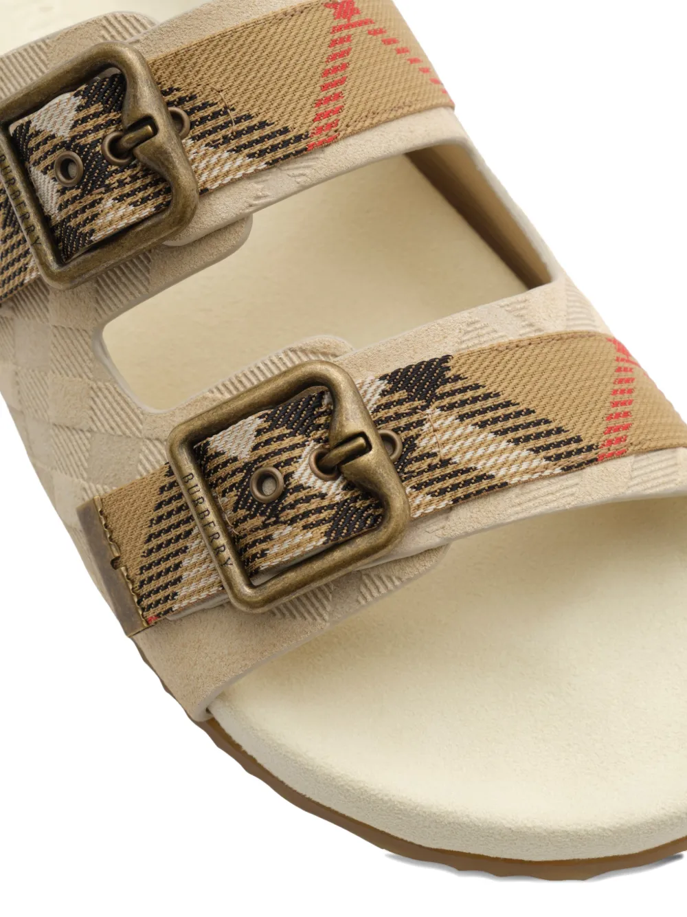 Burberry check embossed strap sandals Beige