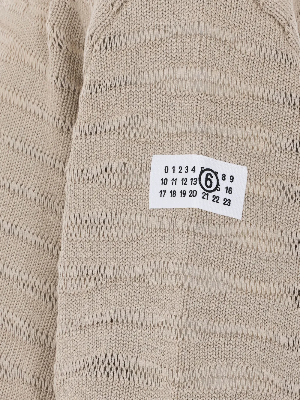 MM6 Maison Margiela Opengebreide trui met logo-patch Beige