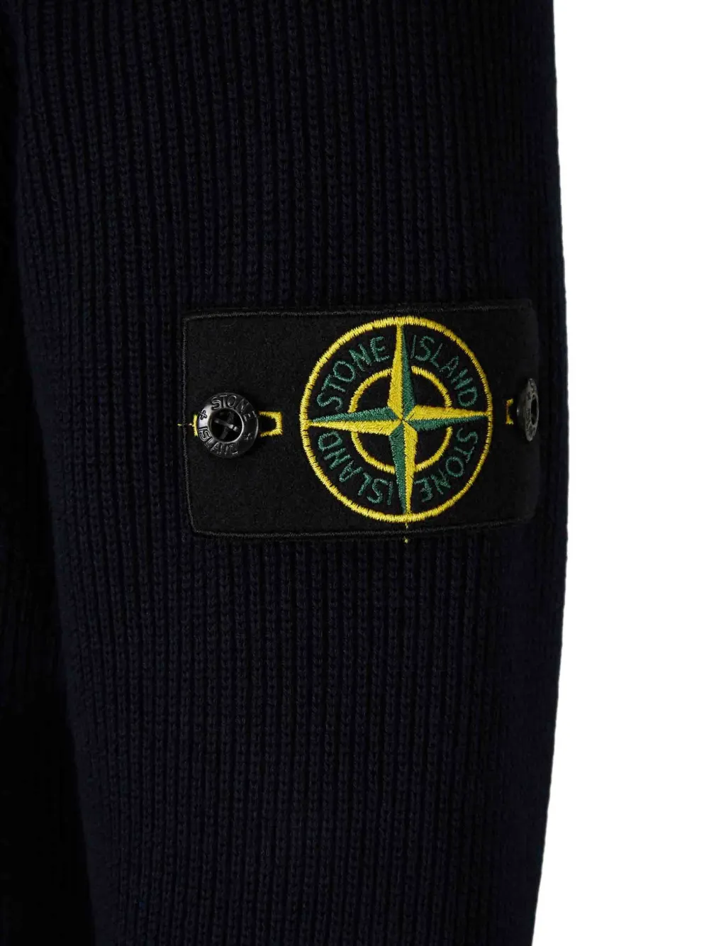 Stone Island Gebreide trui met logo-patch en kwartrits Blauw