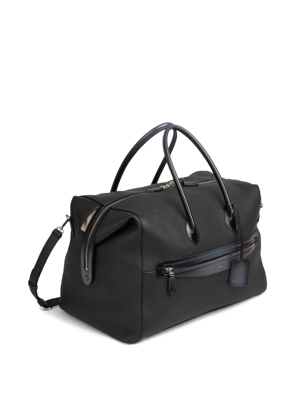 Santoni Leren shopper met dubbele rits Zwart