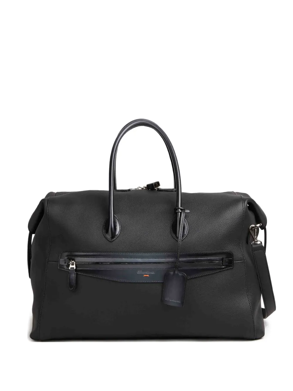 Santoni double-zip leather tote bag - Nero