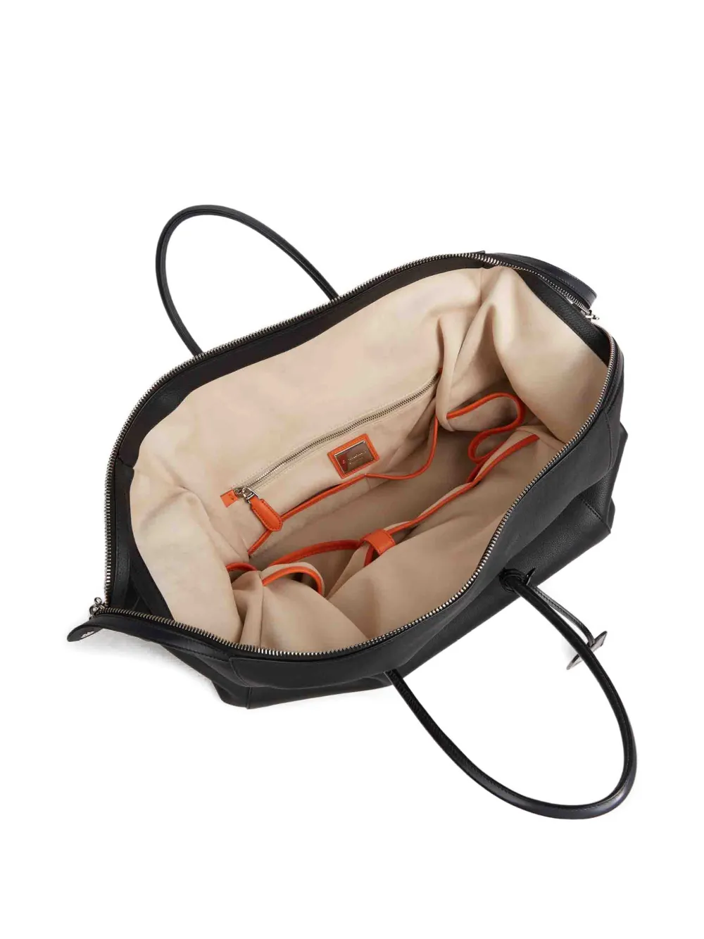Santoni Leren shopper met dubbele rits Zwart