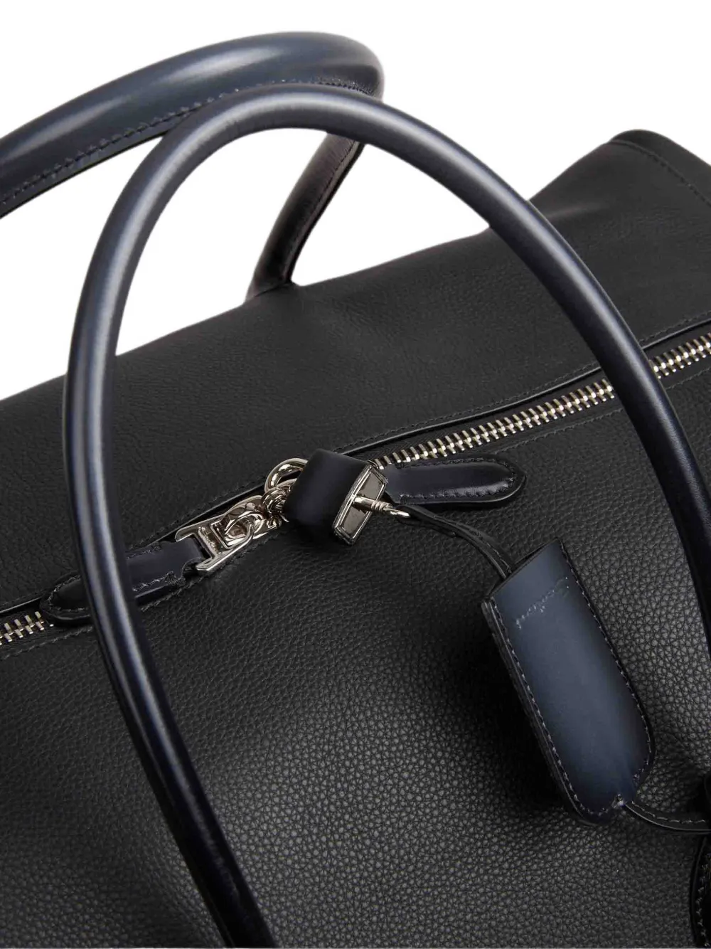 Santoni Leren shopper met dubbele rits Zwart