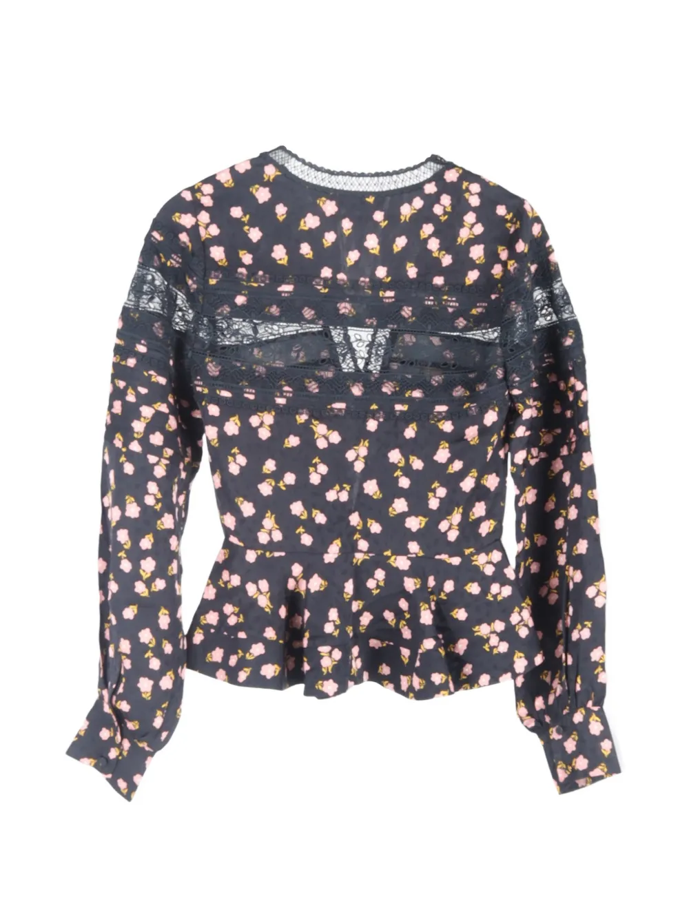  Self-portrait Lace Floral-print Top - Black 