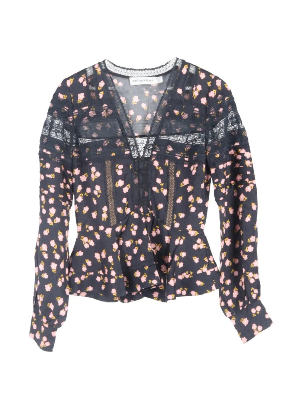 Self-Portrait lace floral-print top - Nero