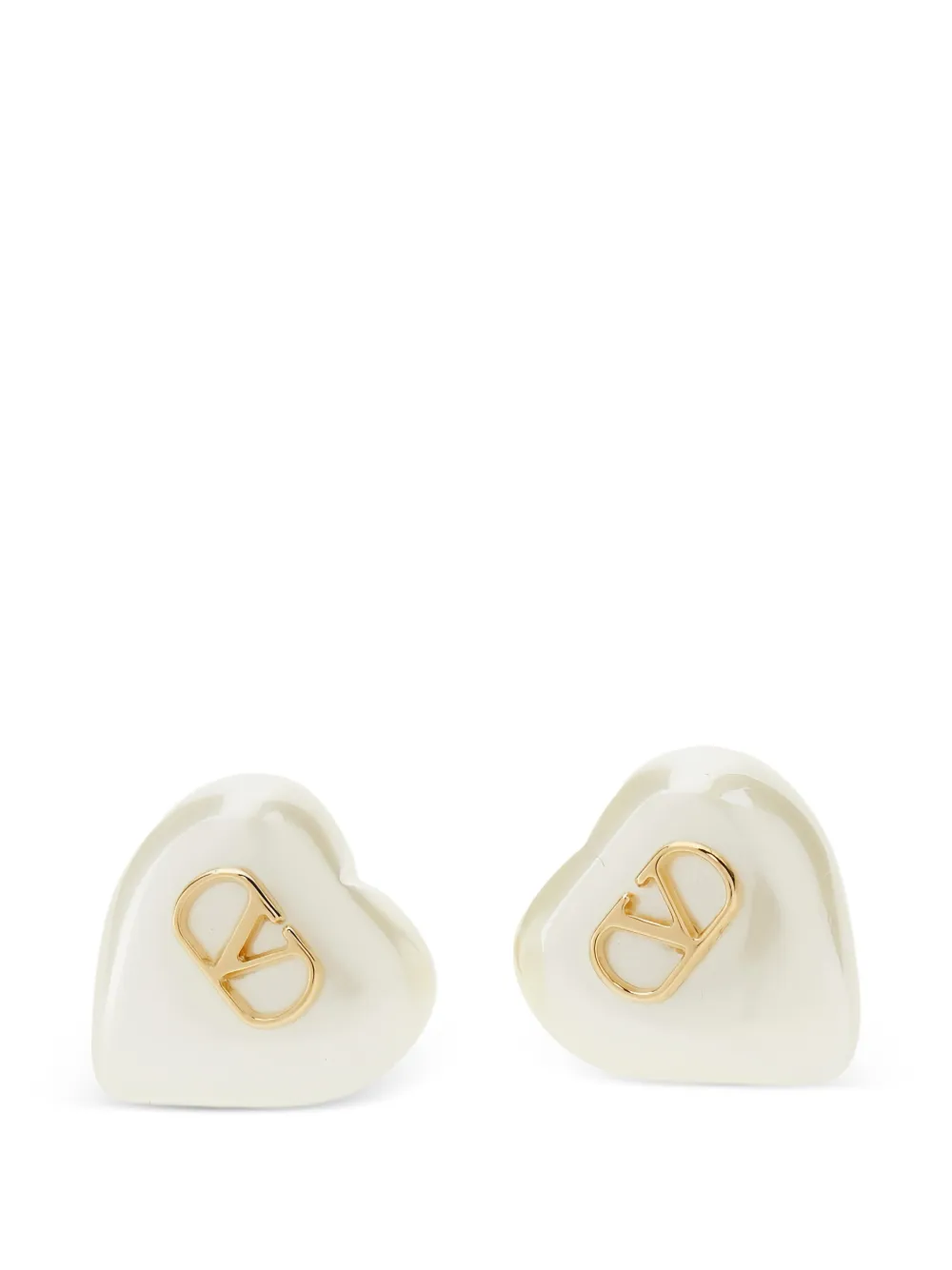 Valentino Garavani cream heart earrings - Bianco