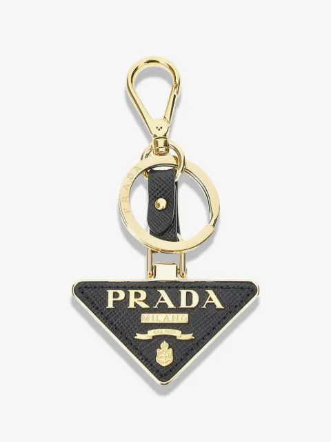 Prada saffiano leather and metal keychain