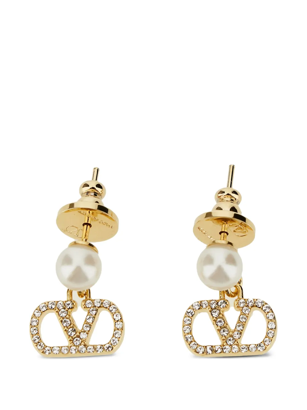 Valentino Garavani VLongo Signature pearl crystal earrings - Oro