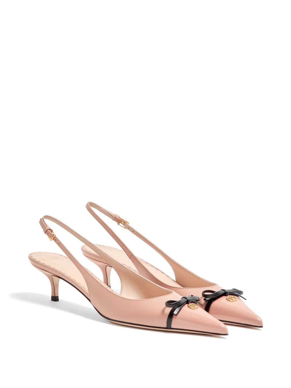 Valentino Garavani Bepointy slingback pumps van lakleer en kidskin 45 mm Beige