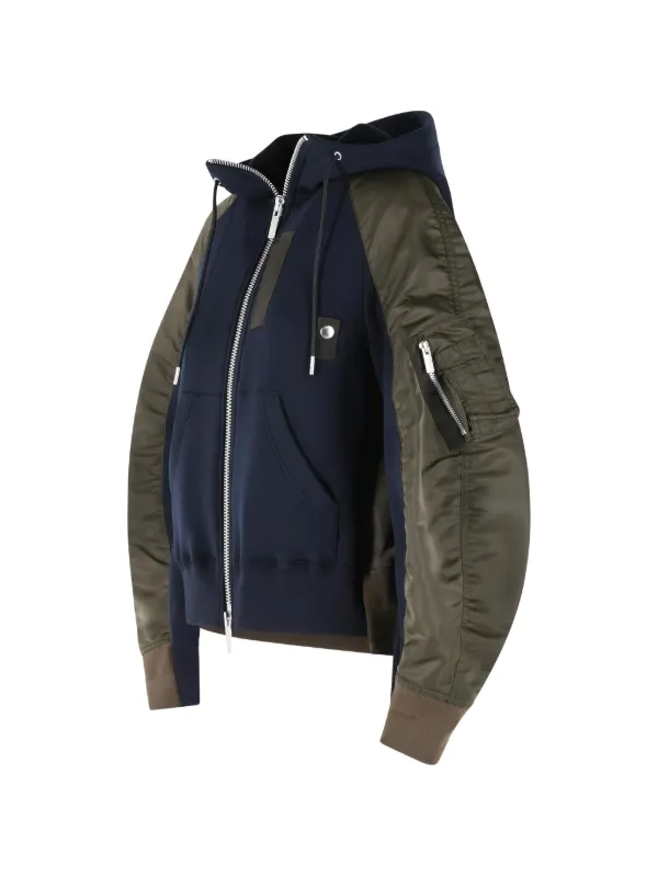 Sacai Sponge zip-up Hoodie | Blue | FARFETCH BG