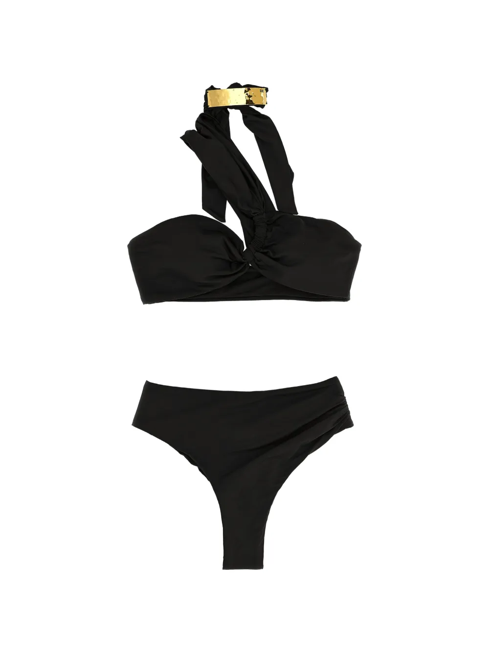 Elisabetta Franchi one-shoulder jewelled bikini - Nero