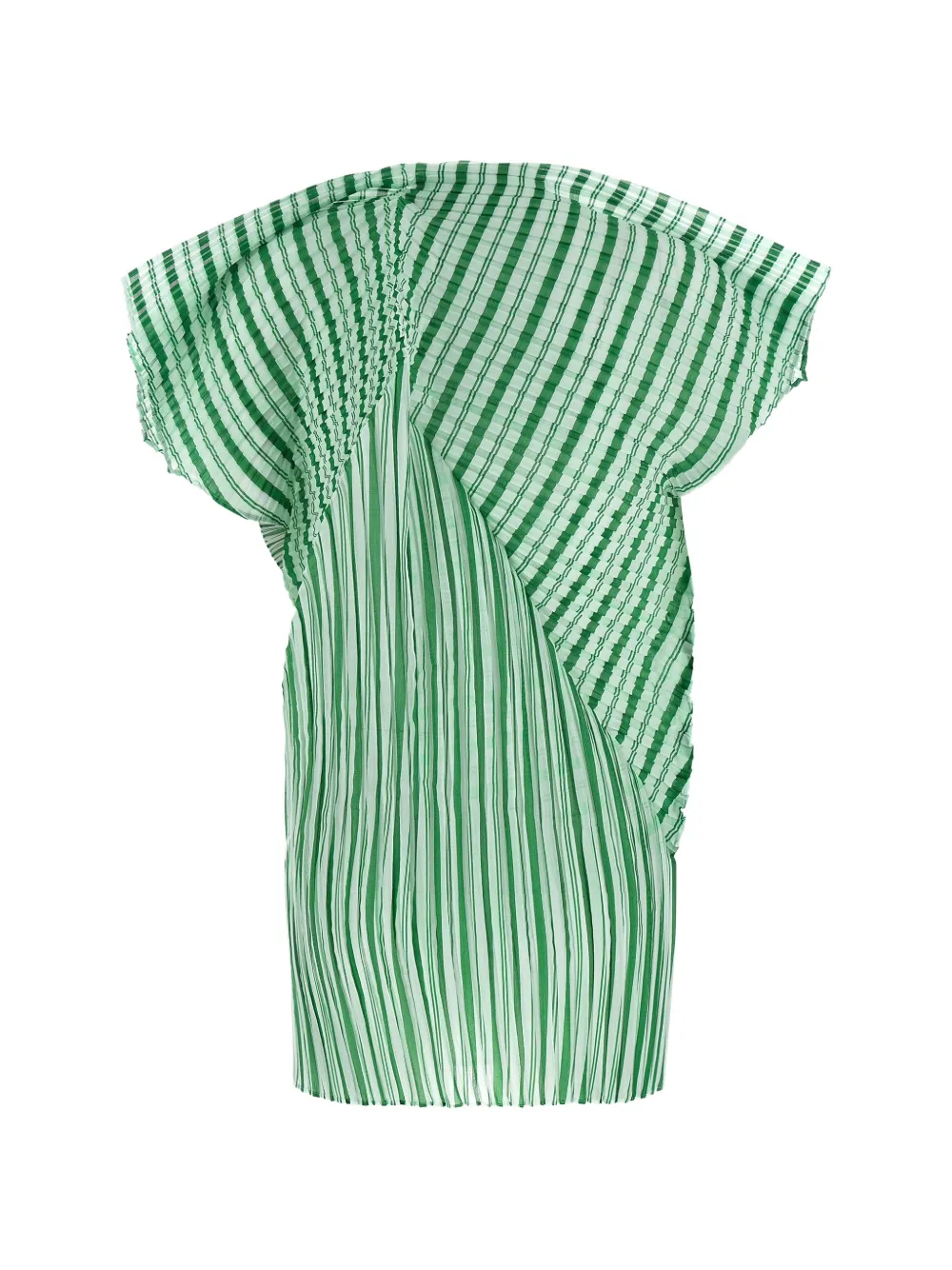 Issey Miyake Gestreepte geplooide top Groen