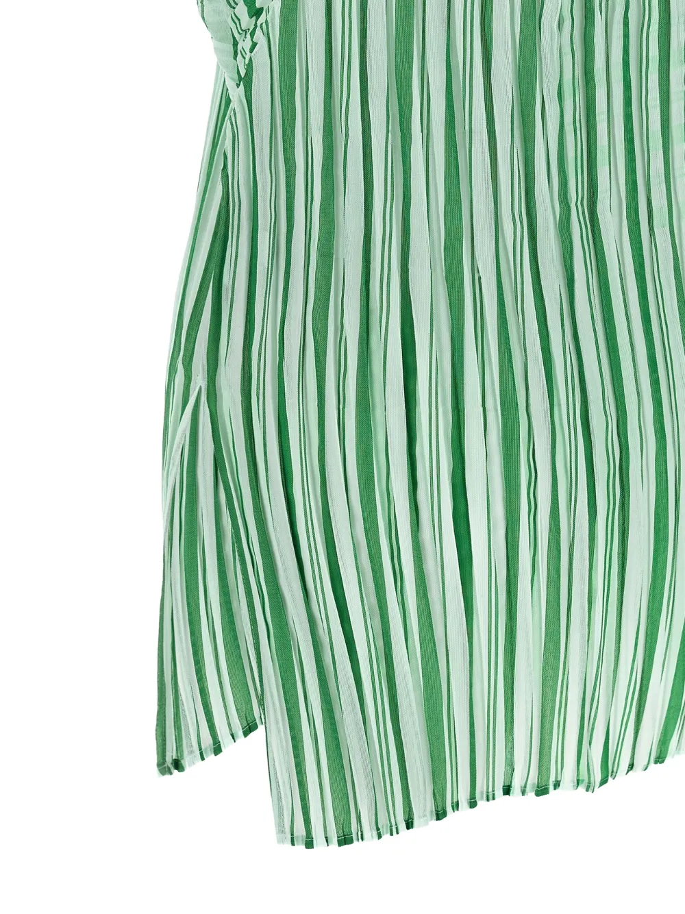 Issey Miyake Gestreepte geplooide top Groen