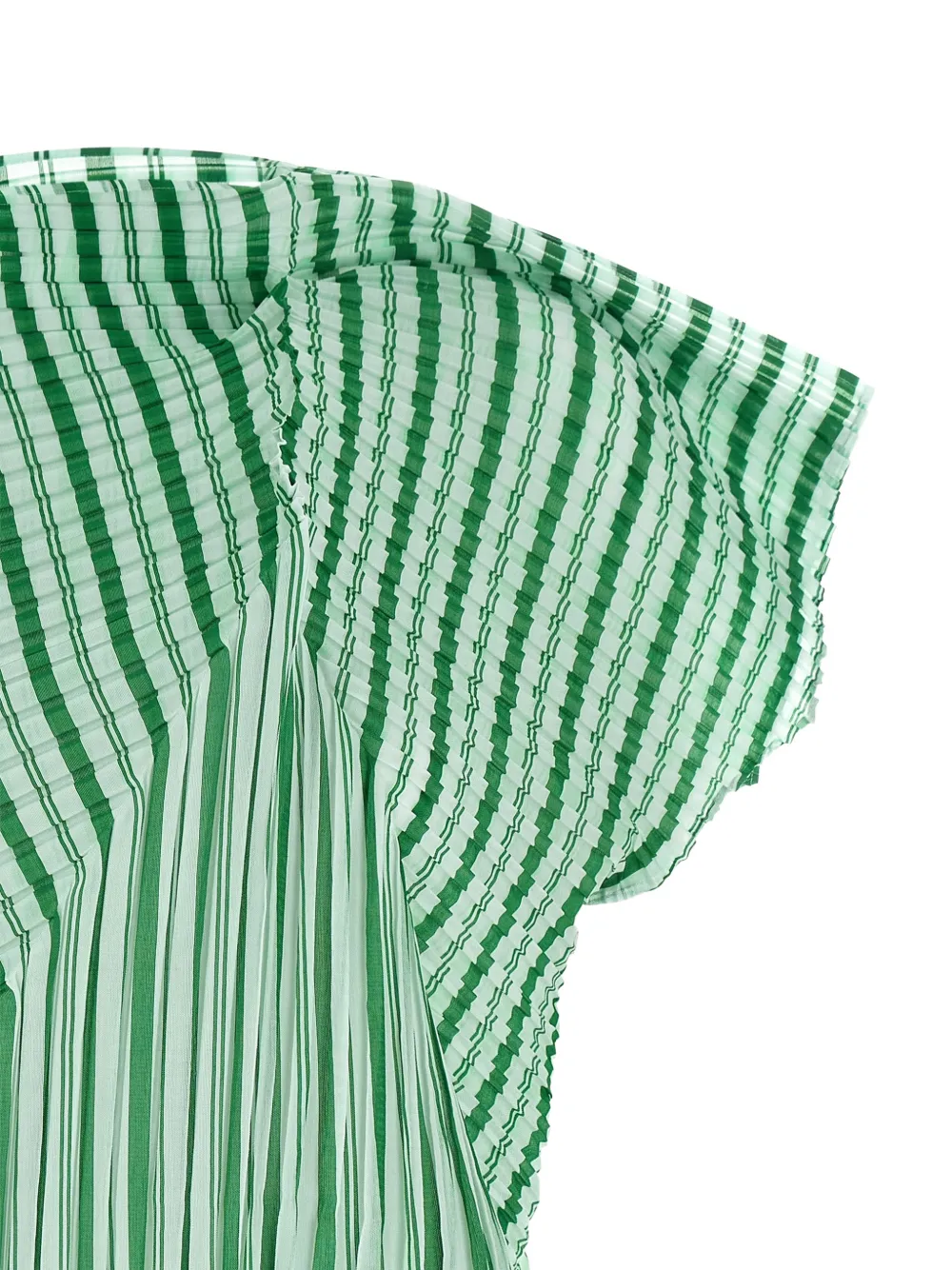 Issey Miyake Gestreepte geplooide top Groen