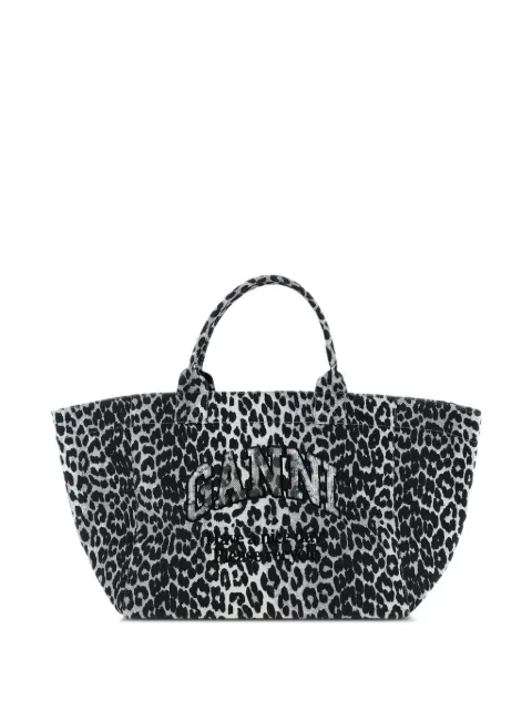 GANNI Leopard Sequin XXL appliqué tote bag