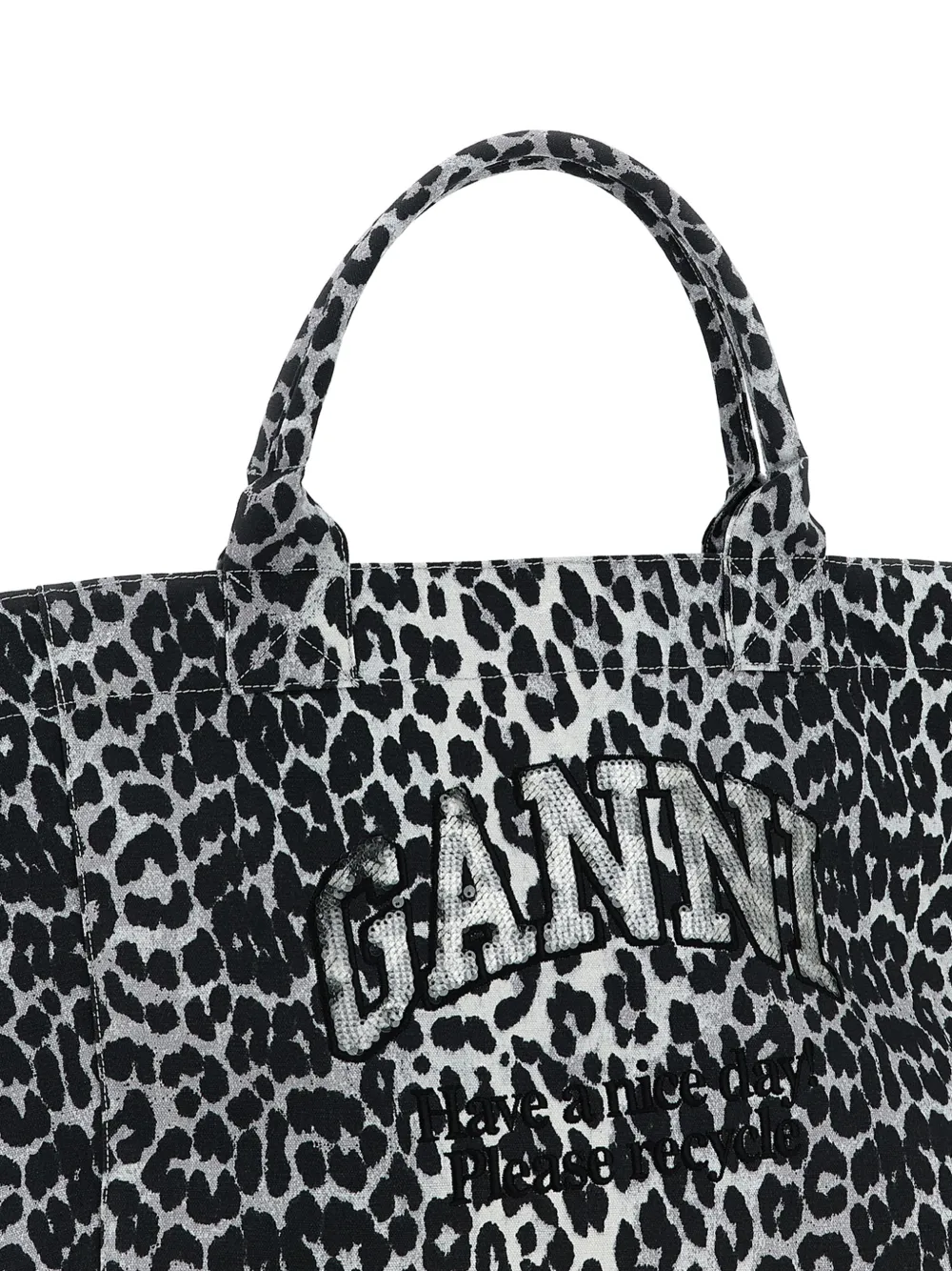 GANNI XXL shopper met luipaardprint en pailletten Zwart