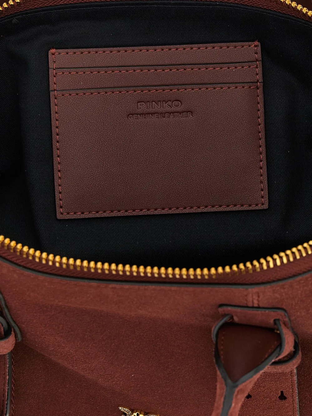 PINKO Suède schoudertas met metalen logo Rood