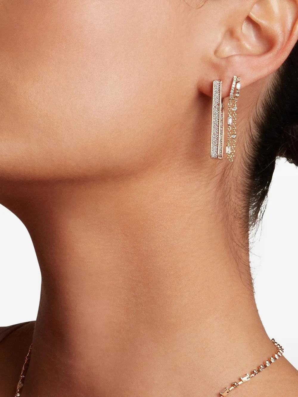  Shay Diamond Fringe Huggie Earrings - Pink 