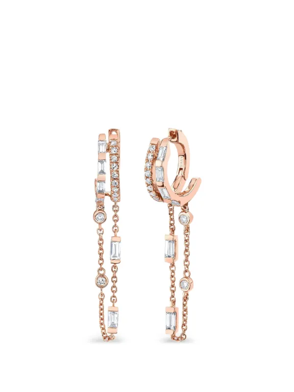 Shay Diamond Fringe Huggie Earrings in Pink