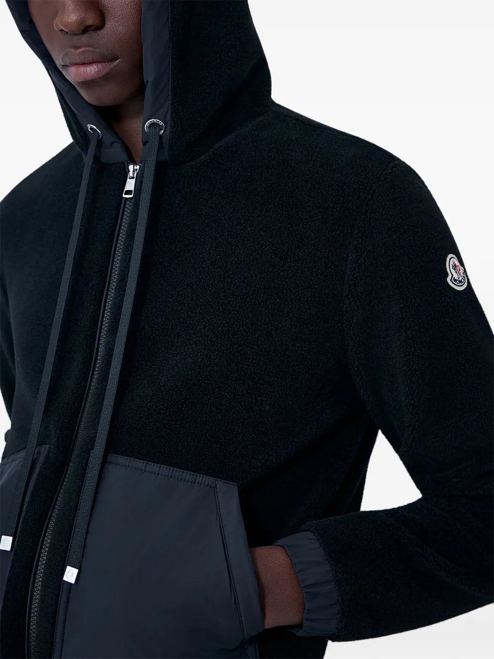 Moncler Hoodie met rits en logodetail Zwart
