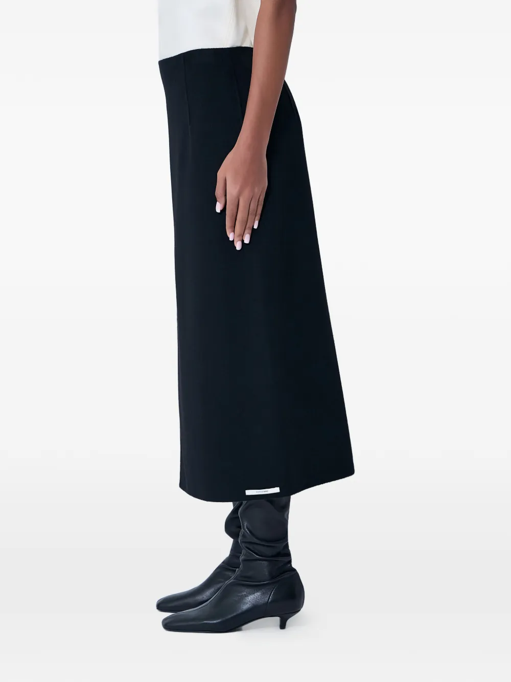 Sportmax Slit Midi Skirt in Black, view 2
